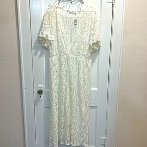NWT New York & Co White Lace Maxi Cover-Up Dress Size L/XL